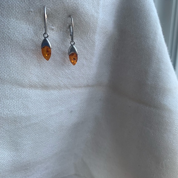 Silver 925 Amber Earrings - Picture 3 of 6